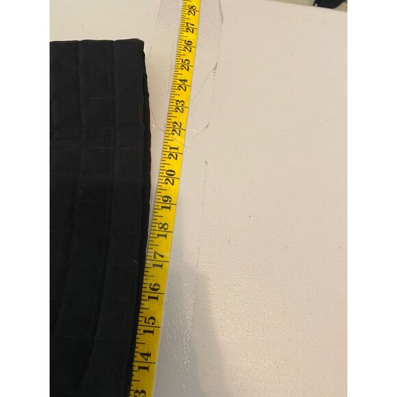 Gallery Quilted Black Jacket 36" Long Coat Belted Waist Medium - Picture 12 of 13